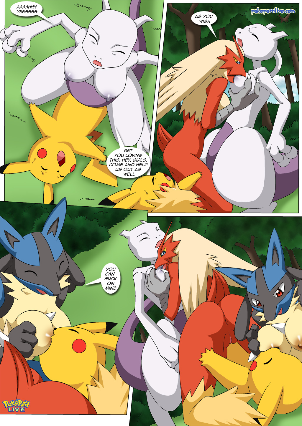 Agnph Gallery 114379 Big Breasts Blaziken Breasts Comic Female Lucario Male Mewtwo